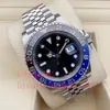 MENS Titta på automatisk mekanisk 40mm 904L stål 126710 Blue Black Alloy Bezel GMT Calender Sapphire Glass Super Watchet Luxe Gift299a