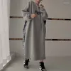 Robes décontractées SuperAen Corée Chic Automne et hiver Design Lettre Imprimer Couture Contraste Plaid Lâche Longue Robe Sweat Femme