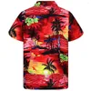 Chemises décontractées pour hommes Chemise hawaïenne à imprimé palmiers pour hommes Manches courtes Boutonné Plage à séchage rapide