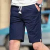 Mäns shorts Men Cotton Summer Pants Fashion Lose Elastic Midje strandshorts Stora 5xl raka knäbyxor 230403