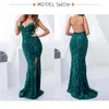 Sexy black Mother Of The Bride Dresses red bue Deep V Neck Beads Crystal new Long Sleeves Backless shiny Side Split long train Floor Length Evening Wear Prom Dresses