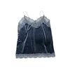 Kvinnors tankar Camis Kvinnor Lace Crochet Sexig V-ringning med halter Camisole Lace Velvet Shirt Botten Löst underkläder Vest Sleepingwear 230331