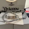Desginer Viviane Westwood Necklace Empress Dowager Punk Style Square Card Thorn Rope Saturn Necklace Female Minority Hop Clavicle Chain 281