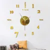 Relógios de parede para decoração de sala de estar 3D faça você mesmo quartzo moda relógios acrílicos espelho adesivos modernos decoração de escritório em casa