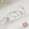 Solitaire Ring Ailmay Real 925 prata esterlina simples redonda de zircão transparente para mulheres Classic Luxury Wedding Acessórios Jóias 230403