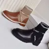 Genuine and Winter Short Boots Women's Fashion Head Socks and Boots Versatile British Martin Boots