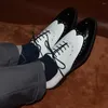 Dress Shoes Formal Oxfords For Men White Black Real Cow Patent Leather Business Lace-up Wingtip Toe Brogue Wedding Mens