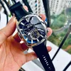 ساعة معصم الشعاب المرجانية Tiger/RT Men Sport Watches Tourbillon Rubber Strap Blue Dial