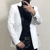 Black Collision Shinny Mirror Pure White Bright Leather Suit Men's Slim Fitting Single Button Banquet Stage Performance Dress