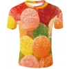 T-shirts pour hommes drôle bonbons 3D imprimé décontracté sport T-shirt été en plein air col rond Micro-élastique séchage rapide hauts T-shirt