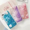 Custodie Quicksand per perle di coda di conchiglia di stelle marine 3D per Iphone 15 Plus 14 Pro Max 13 12 11 XR XS 8 7 Cover per telefono in TPU liquido trasparente galleggiante con cuore amore glitter scintillante