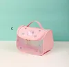 Fashion Girls Cartton Cat With Strawberry Make up Bag Princess Accessories Zipper bags big Capacity