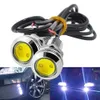 2 stks Nieuwe 18 mm auto Cloudy Headlights Eagle Eye Silver Shell DRL LED Daytime Running Lights LED 12V Back -up omkeren Parkeersignaal Automobiles Lampjes