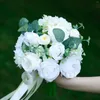 Kwiaty dekoracyjne w stylu zachodni ślub ślubny bukiet sztuczna róża hortensja makrofila jedwabny kwiat Pogogna rekwizytów dom