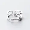 Cluster Rings Cute Moon Star Adjustable Ring Mosaic Zircon Double-Deck For Women Friends Teen Girl Fashion Jewelry Gift