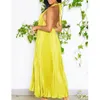 Casual Dresses Wishyear Summer Loose Big Swing Backless Sleeveless Female Beach Party Long Elegant Robe Women Solid Satin Pleated Maxi Dress