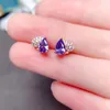 Stud Earrings Fashion Heart With Germstone 4mm 6mm VVS Grade Natural Tanzanite 925 Silver Jewelry