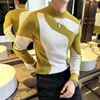 Men's Sweaters Sweater Autumn Winter Korean Luxury Clothing Fashion Patchwork Color Male Slim Fit Casual Turtleneck 4Colors