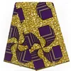 Tissu pour vêtements (6 mètres/pièce), véritable cire africaine 2023, violet et or, véritables imprimés, coton de haute qualité, WXH55