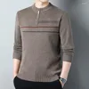 Men's Sweaters Autumn Thick Warm Knitted Pullover Contrast Long Sleeve Round Neck Fleece Winter Jumper Comfy Clothing F101