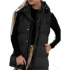 Gilets pour femmes Wepbel Femmes Manteaux Slim-Fit Solide Couleur Veste à capuche Veste d'extérieur Garder au chaud Fermeture à glissière Simple boutonnage Casual