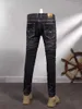 Mäns jeans italiensk stil mode män hög kvalitet retro svart grå stretch smal rippad vintage designer denim byxor hombre