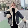 Damenjacken 2023 WinterWomen Fashion Sequiends Large Size Female Denim Coats Lammwollkragen Langarm Lady Jeans