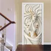 その他の装飾的なステッカー3Dゴールドドア装飾大理石のシンプルな抽象的なラインリビングルームのための家の装飾ベッドルームアートデカール230403のための壁紙