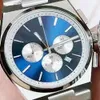 Модные брендовые наручные часы Мужские часы Кварцевые часы с хронографом 1853 Синий циферблат Роскошный стальной ремешок классика PRX Дизайнерские часы Браслет