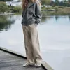 Pantaloni da donna Autunno Vintage Nero Gamba larga Tasche a molla Pantaloni sportivi Pantaloni Harajuku femminili Pantalones Abiti Abiti