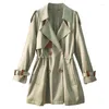 Women's Trench Coats Temperament Commuting Solid Color No Ke Picky 30 Mm Silk Waist Windbreaker Coat Female