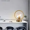 Desk Lamps Modern LED Glass ball table lamp Brass Metal ring desk lamp decor living room bedroom bedside lighting fixture Q231104