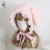 Sweet Loppy Eared Rabbit Lei Feng Cap Lace Lolita Earmuffs Joker Fluffy Warm Winter Hats 230920