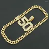 Hänge halsband Hip Hop ised ut fulla strass kubansk länkkedja guldfärg nummer 50 halsband för män kvinnor rappar smycken gåva