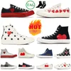 منصة أحذية قماشية Comme Des Garcons Play Designer sneakers cdg 1970s أبيض أسود قلوب أزرق رمادي أحمر مرتفع منخفض الرجال النساء أحذية cdgs كلاسيكية عادية