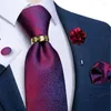 Bow Ties Pruple Red Blue Solid Men's 8cm Wide Silk Neck Tie för Wedding Party Men Accessories Pocket Square Cufflinks Brosch Pin
