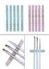 Nail Art Kits 5 pcs Escovas Pen Holder Cinco Grade Acrílico Nails Salon Brush Rack Clear Stand Manicure Tools1929226