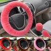 Steering Wheel Covers Plush Gear Shift Knob Handbrake Cover Hand Brake Wool Auto Car Pink Black Interior Accessory