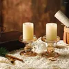 Portacandele Portacandele in vetro dorato da 3 pezzi per set di candelieri a colonna Eventi formali Matrimoni Vacanze in chiesa