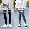 Damensocken, japanischer College-Stil, Regenbogen über dem Knie, modische JK-Streifen, süße lange Strümpfe für Damen und Mädchen