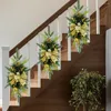 Dekorativa blommor trådlös prelit trappa Swag trim guldkrans trappa glänsande lyser upp juldekor för dörrsemester