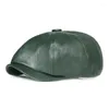 Berets Autumn And Winter Leather Solid Sboy Caps Flat Peaked Cap Men Women Painter Beret Hats 129