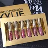 Lip Gloss 6 Set Kylie Make Up Cup Cup Gold لا يتلاشى مع ترطيب أحمر الشفاه السائل غير اللامع.