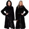 Cappotto lungo in pelliccia sintetica da donna Donna 2023 cappotti autunnali e invernali Giacca calda in peluche nera A189