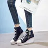 Dress Shoe Hidden Wedge Invisible Heel Canvas Female Side Zipper Increased Casual High Breathable Platform Sneakers 231102