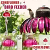 Decoraciones de jardín Botella de alimentador de pájaros en forma de flor con soporte Decoración al aire libre Sensación Contenedor rosa Accesorio Dhqgc