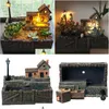 Dekorative Objekte Figuren Harz Blumentopf mit Lampe für Succents Pflanzen Creative Planter Small Bo Dhwuf