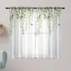 Gardin 2st White Garn Colorful Flowers Semi-Sheer Light Filtring Voile Drape For Living Room Bedroom Kitchen Cafe Curtain