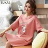 Women's Sleepwear SUKAE Big Size Womens Nightgowns Summer Milk Silk Short Sleeves Sleepshirt L-5XL Woman Dress Leisure Lingerie O-neck