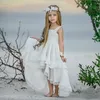 Bohème Haute Basse Robes De Fille De Fleur Pour La Plage De Mariage Pageant Robes Une Ligne Boho Dentelle Appliqued Enfants Première Robe De Sainte Communion